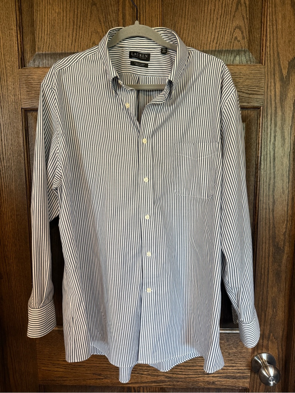 Ralph Lauren Black Label Navy and White Vertical Stripe Dress Shirt Size XL 17.5